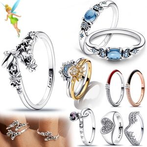 2023 Yeni 925 STERLING Gümüş Alyans Tasarımcı Mücevherleri Aladdin Prenses Yüzüğü Kadınlar için DIY FIT PANDORA CELISIAL SUN RING SETİ KUTLU