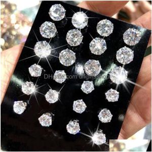 Charm 6 12 Pair Pack Shiny Stud Earrings Set For Women Men Crystal Jewelry Ear Studs Accessories Earring Drop Delivery Dhvtg
