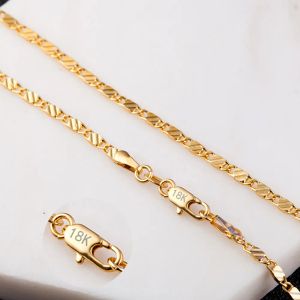 2mm 18K Altın Zincirler Kolye Moda Kadınlar İçin Gelenek Kolyeleri Lüks Takı 16 18 20 22 24 26 28 30 30 inç