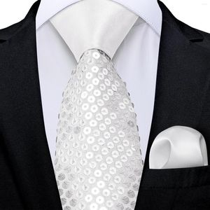 Fliegen Elegante weiße Pailletten Krawatte mit Einstecktuch Herren Damen Bühnenaufführung Prom Paillette Zubehör Krawatte Geschenk Großhandel