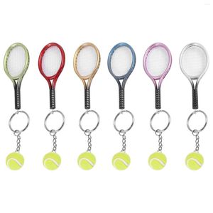 Mücevher Poşetleri 6pcs Mini Tenis Raket Topu Anahtarlık Kolye Çanta Çanta Aksesuarları Spor Reklam Fanları Souvenirs Anahtar Yüzük