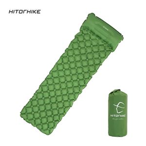 Camp Furniture Hitorhike Inflatable mattress Cushion Sleeping Bag Mat Fast Filling Air Moistureproof Camping beach With Pillow Pad 230617