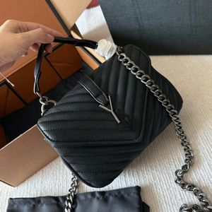 Женская сумочка дизайнерская сумка плеча мягкая кожаная сумка Черная классическая диагональная стеганая цепь двойной клапан средний кросстейный кузов 230906