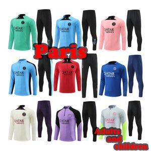 Paris Sportswear 2023 2024 Mbappe Çocuklar ve Erkekler 22 23 24 PSGS EĞİTİM UYGULMASI Uzun Kollu Futbol Futbolu Gömlek Kiti Üniforma Chandal Yetişkin Çocuk Renk Serisi S-2XL