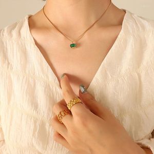 Zincirler Fransız Retro Kübik Zirkon Emerald 18K Altın Kaplama Küpe Kolye Takı Seti