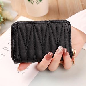 Kartenetuis MONNET CAUTHY Arrival Holder Zipper PU Multi-Card Slot Solid Color Black Pink Coin Pouch