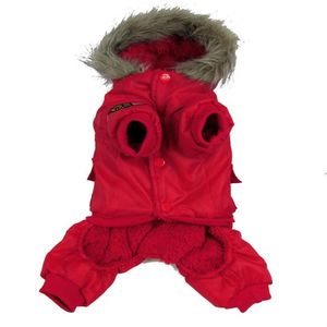 Sapatos vermelho eua estilo aviador cães de estimação casaco quente pequeno cão vestuário velo casaco de inverno snowsuit com capuz macacão roupas à prova dwaterproof água