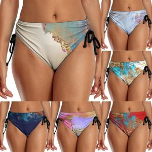 Kadın Mayo Kadınlar Sporlu Günlük Moda Baskılı Bikini Dip Strap Fold Shorts Boy Kısa Banyo Süitleri Kadınlar