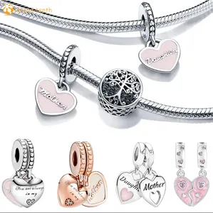925 Sterling Silver for pandora charms authentic bead Mother Day Gift Mother amp Daughter Beads