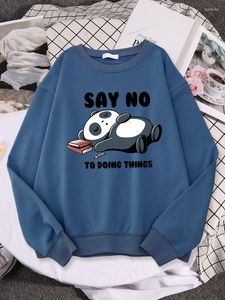 Kadın Hoodies Uyuyan Panda Kişilik Baskı Kadın Hoodie Sevimli Karikatürler Külkü Polar Giysileri Crewneck Gevşek Sıcak Sweatshirt