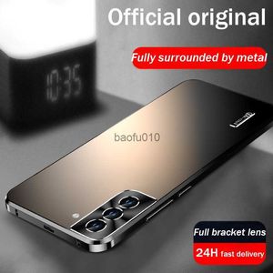 2023 Новый металлический корпус для Samsung Galaxy S23 S22 S21 Ultra, чехол для телефона, встроенная защита объектива, чехол для мобильных телефонов из титанового сплаваL230619