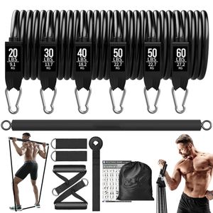 Pilates Yoga Workout Set with Resistance Bands, Fitness Bar, Pull Rope – Home Gym Exercise Equipment for Strength Training