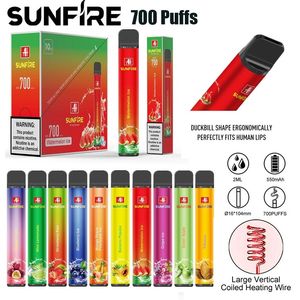 Otantik Sunfire 700 Puflar Tek Kullanımlık Ekig 2ml Önceden Doldurulmuş 10 Kayıtlı Tatlar 20mg E Sigara 550mAh Vapor Cihaz Üretici Temini