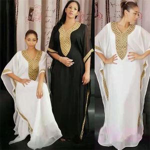 Temel Sıradan Elbiseler Müslüman Afrikalı Kadın Şifon Robi Giyim Etnik Stil Etek Büyük Katı Elbise 8008# 230619