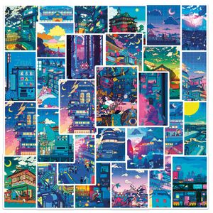 50pcs Japanese Anime Night Scene Stickers Cityscape Stickers Laptop Waterbottle Stickers for Kids Boys Girls Teens Anime Fans
