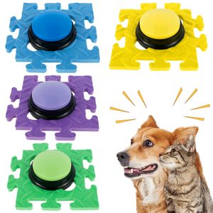 Dog Training Obedience 4Pcs Dog Talking Button Recordable Training Buttons for Dogs Talking Dog Buzzer with Anti-Slip Pad 30 Seconds Voice Recording 230617