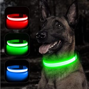 Dog Collars Leashes USB Rechargeable Luminous Collar Adjustable Led Glowing for Large Small Dogs Cat Night Light Pet Safety Harnes 230619