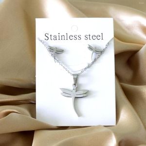 Серьги для ожерелья набор 316L подвеска из нержавеющей стали из нержавеющей стали и ювелирные изделия для женщин с серебряным цветом для женщин.