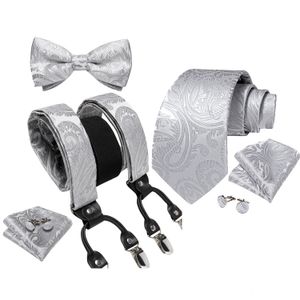 Other Fashion Accessories Adjustable Men's Elastic Braces Suspenders for Man Shirt Decor 100 Silk Necktie Bowtie Pocket Square Cuffins Set 35cm Wide 230619