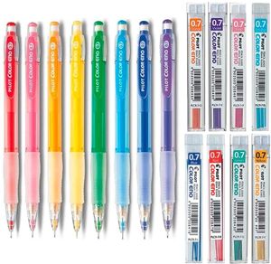 Kalemler Mekanik Kalemler Seti - İnce Nokta 0.7mm Otomatik Mekanik Kalem 8 Renk Seti artı 8 Tüp 230620