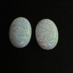 Gevşek Elmas Laboratuvarı, Flatback Cabochon Oval 16x12mm Beyaz Ateş Opal Boncuk Taşı Yüzük Yapma 230619