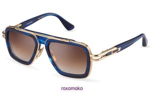 Лучшие оригинальные оптовые солнцезащитные очки Dita Sun Glasses Dita lxn Evo DTS403 A 03 Blue Swirl Желто -золото темно -коричневые солнцезащитные очки