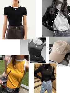 Mulheres verão outono Coureg primavera moda clássico na moda roupas de grife camiseta contraste bordado logotipo tanque colete jaqueta casaco saia top c5