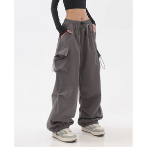 American Style High Street Fashion INS Loose Cargo Pants Causal Sports Drawstring Hip Hop Pants For Female Male Couple