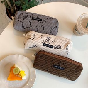 Cosmetic Bags Kawaii Japanese Bear Corduroy Handbags Travel Lipstick Coin Purse Storage Bag Women Makeup Pouch Wallet Pencil Case 230620