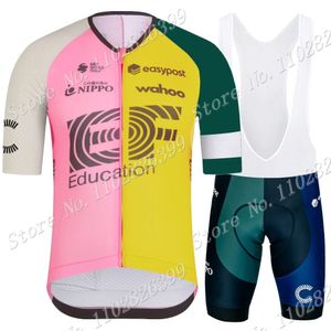 Bisiklet Jersey Setleri 2023 Takım Ef Eğitim İlk Pembe Set Nippo Giyim Kısa Yol Bisiklet Gömlekleri Takım MTB Şortları Giyim Ropa Maillot 230619