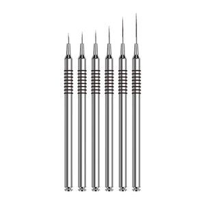 Dotting Aletleri 6pcs İnce Uzun Tırnak Sanat Astar Fırçalar Şerit Soyutlu Metal Tasarım Ayrıntıları Polonya Çizim Kalemi Elmas Uygulaması Jel 230619