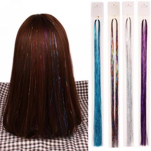 95cm Gold Hair Tinsel Kit, Colorful Glitter Silk Extensions, Shiny Hair Accessory for Women's Hairstyles