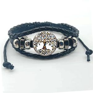 Latest Tree Life Statement Multilayer Leather Bracelet Art Photo Glass Bevel Charm Bracelet DIY Bracelet Gift Jewelry