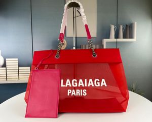 Paris Seksi Moda Kadınlar Tote Alışveriş Çantaları 7a En Kalite Lüks Tasarımcı Şeffaf Örgü İplik GM TOOT ÇANTA KART TUTUCULU