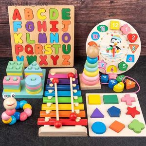 Montessori Wooden Toys for Babies 1 2 3 Years Boy Girl Gift Baby Development Games Wood Puzzle for Kids Educational Learning Toy L230518