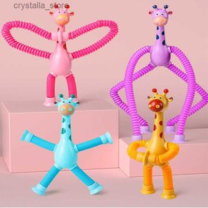 Telescopic Tube Giraffe Suction Cup Fidget Toys for Babies and Toddlers, Shape Changing Educational Toys