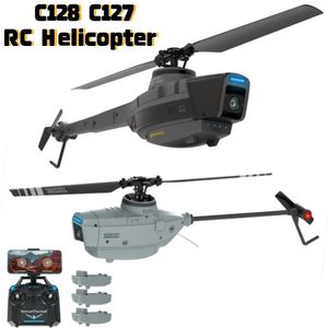 Aeronave Elétrica/RC C128 C127 Helicóptero RC 720P HD Câmera Controle Remoto Quadcopter 2.4GHz 4CH Giroscópio Eletrônico Avião Avião RC Brinquedos Presentes 230619