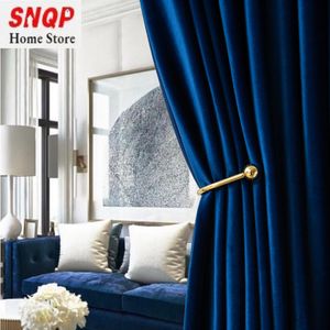Velvet Blackout Curtains for Living Room Bedroom, Luxury Royal Blue Window Treatment