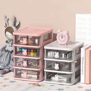 Pencil Cases Rabbit Kawaii Desktop Organizer Drawer PinkWhite WashiPaperPencilStickerMarker Cute Desk Storage Box Pen Holder Stationery 230620