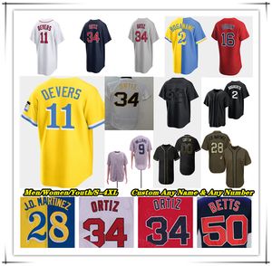 Baseballtrikot Rafael Devers David Ortiz Alex Verdugo Justin Turner Enrique Hernandez Masataka Yoshida Triston Casas Chris Sale Connor Wong Red Ted Williams SOX 4X