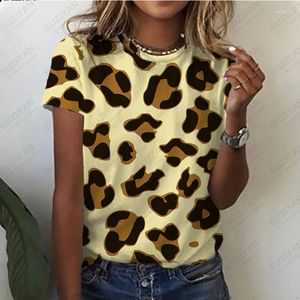 Kadın Tişörtleri Kadınlar Yaz Moda Seksi Leopar Baskı 3D Baskılı Kısa Kollu T-Shirt Çift Yuvarlak Boyun Günlük Kişiselleştirilmiş Stil