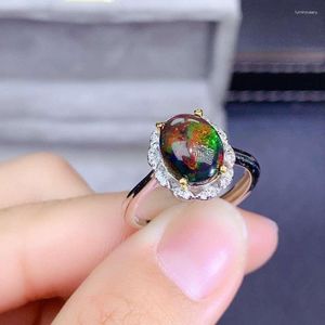 Küme halkaları kjjeaxcmy ince mücevher s925 gümüş kakma doğal siyah opal kız vintage ring destek testi Çin tarzı