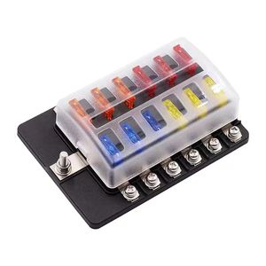 12 Way Blade Fuse Box Holder Fuse Blocks LED Indicator Terminals for Car Boat Marine Caravan Truck 12V 24V