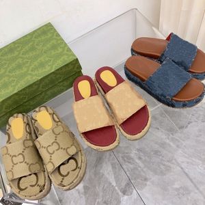 Designer slippers colorful women's platform fashion sandals medium heel 55mm canvas strap sandals 36-42