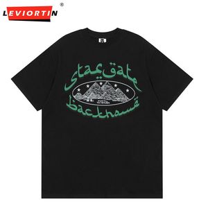 Мужские футболки хип -хоп мужчины футболка уличная одежда египта пирамида графическая принт хлопковые рубашки Harajuku Fashion Summer Lose Casual Tee Top Clothing 230620