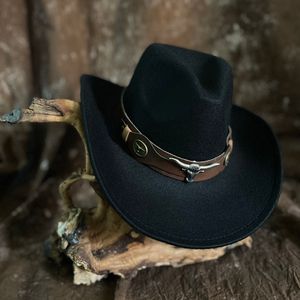 Cloches 2 Size Women Men Men Western Cowboy Hat Roll Up Brim Cowgirl Jazz Cap Plus Size 230620
