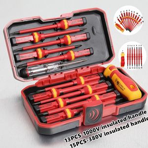 Screwdrivers 1PC15PCS 380V13PCS 1000V Changeable Insulated Screwdriver Set And Magnetic Slotted Bits Repair Tool Electrician Tools 230620