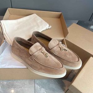 Men casual shoes dress flat LP Summer walk loafer flats Loros&pianas calfskin suede leather low top slip on loafers light comfort luxury designer with box 36-47