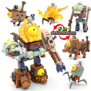 5-in-1 Plant vs. Zombie Action Figure Set, PVC Transformation Robot Toys for Boys and Girls, Educational Toys for Kids, 230621