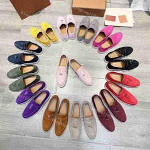 Tasarımcı Ayakkabı Loro P Elbise Ayakkabı Erkek Kadın Süet Loafers Ayakkabı Deri Tek Ayakkabı Düz ​​Eğitmenleri Toka Sıradan Ayakkabı Seated Dış Mekan Run Sneaker